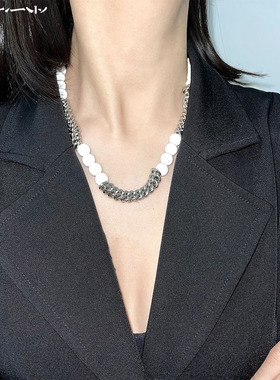 拼接链条ins钛钢圆珠链男女