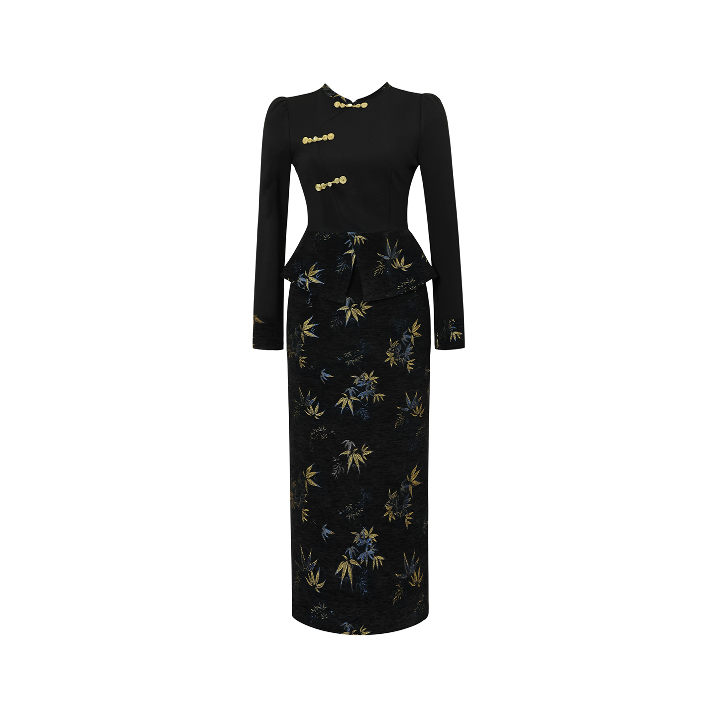 新中式国风小众设计感拼接气质收腰显瘦连衣裙女秋冬改良旗袍裙子