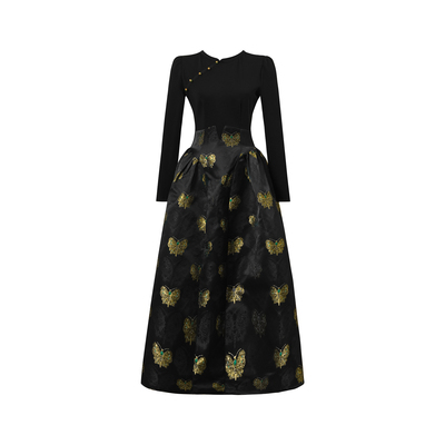 新中式国风假两件拼接气质连衣裙女秋冬季高级感收腰显瘦改良旗袍