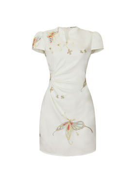 新中式国风改良盘扣旗袍白色连衣裙女设计感气质漂亮收腰显瘦裙子