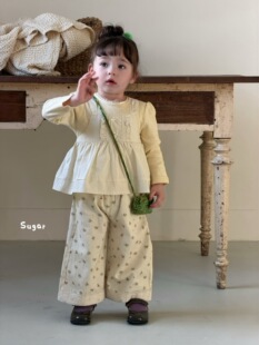 小树家 sugar苏格2026秋款女宝碎花背心裙两件套花边阔腿裤套装