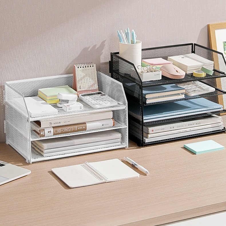 得力可折叠金属文件框栏文件篮文件筐铁三层PB115四层PB116置物架