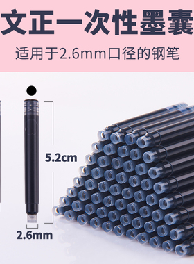文正钢笔墨囊可替换墨水钢笔用补充液学生练字用2.6mm口径通用小学生三年级用