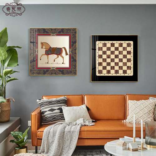 一马当先轻奢客厅装饰画
