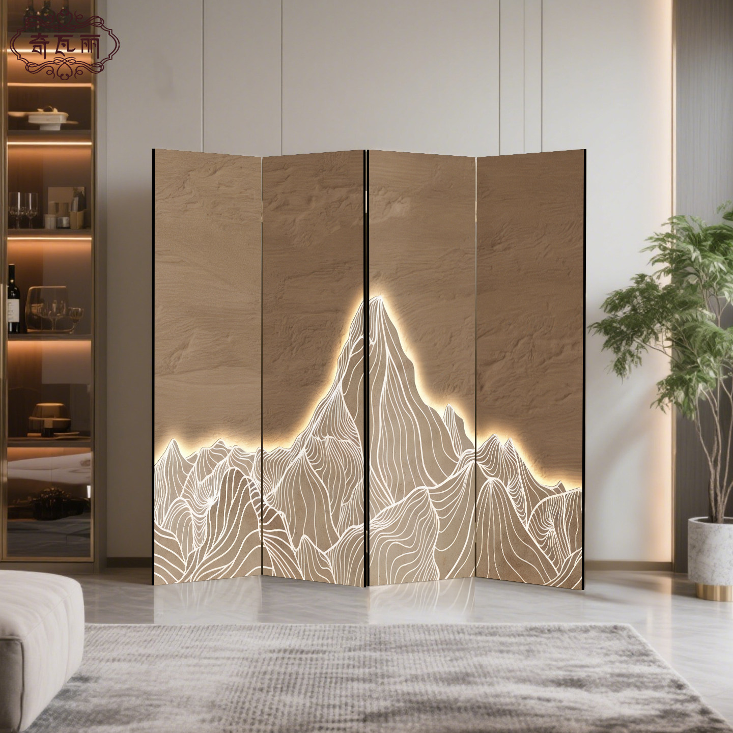 屏风隔断客厅2025新款轻奢高级感折叠可移动山水办公室卧室入户门