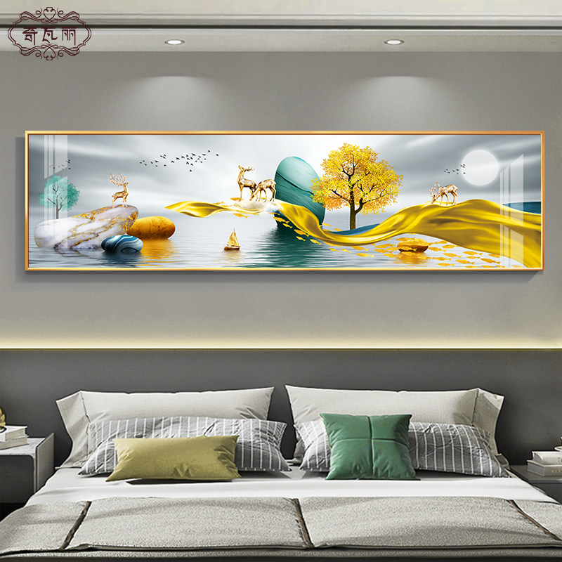 卧室主卧晶瓷画挂画轻奢