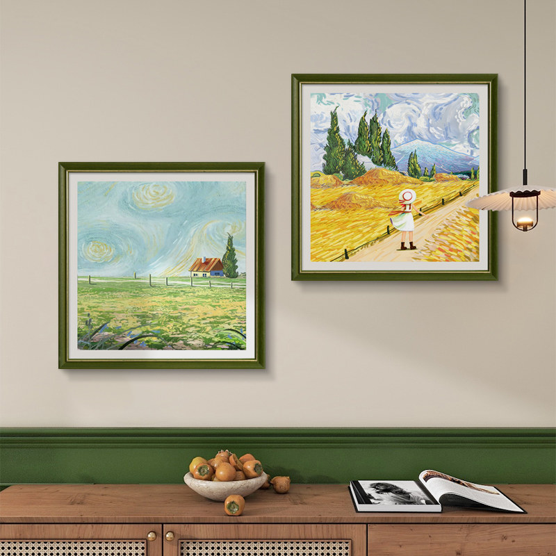 法式餐厅装饰画轻奢高级感客厅沙发背景墙挂画梵高风景壁画奶油风,家居饰品,现代装饰画,淘宝优惠券,粉丝福利购,淘宝优惠卷