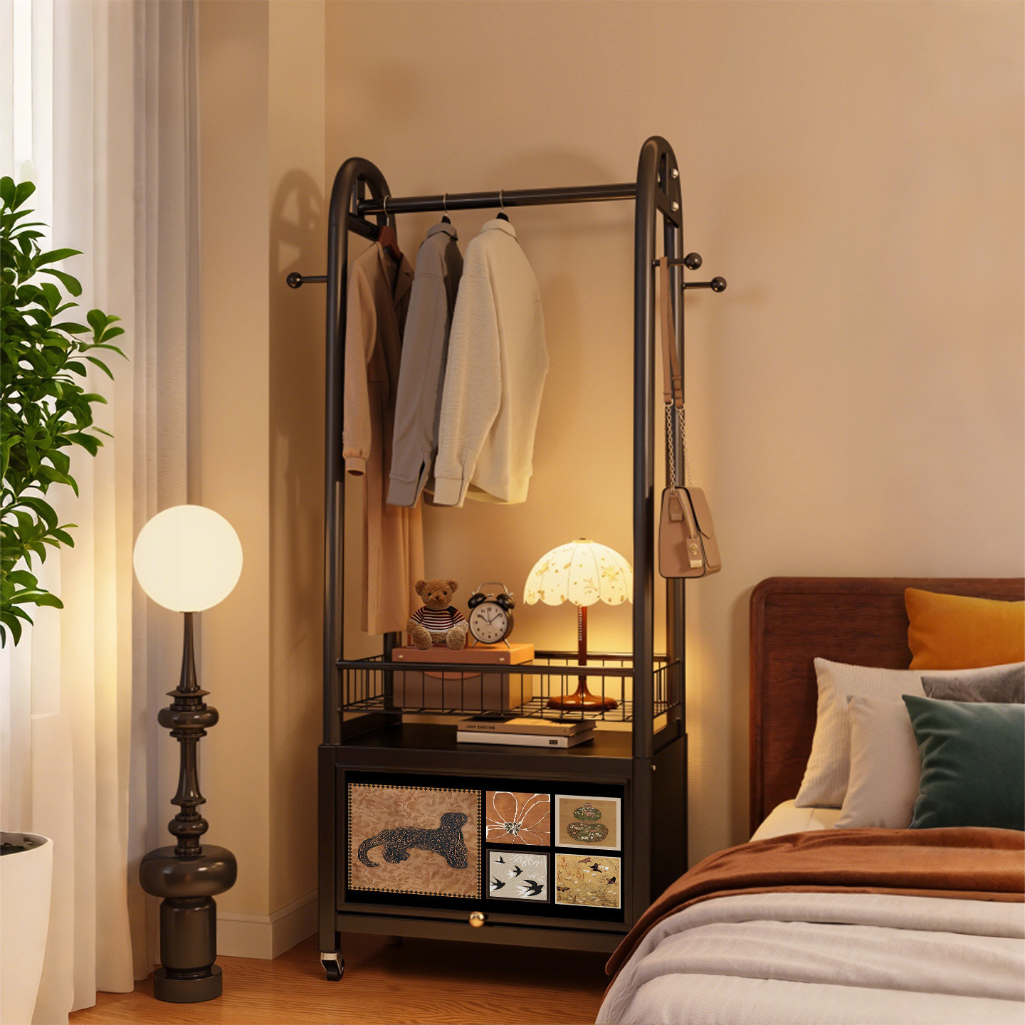 【小红书爆款】中古风落地衣帽架