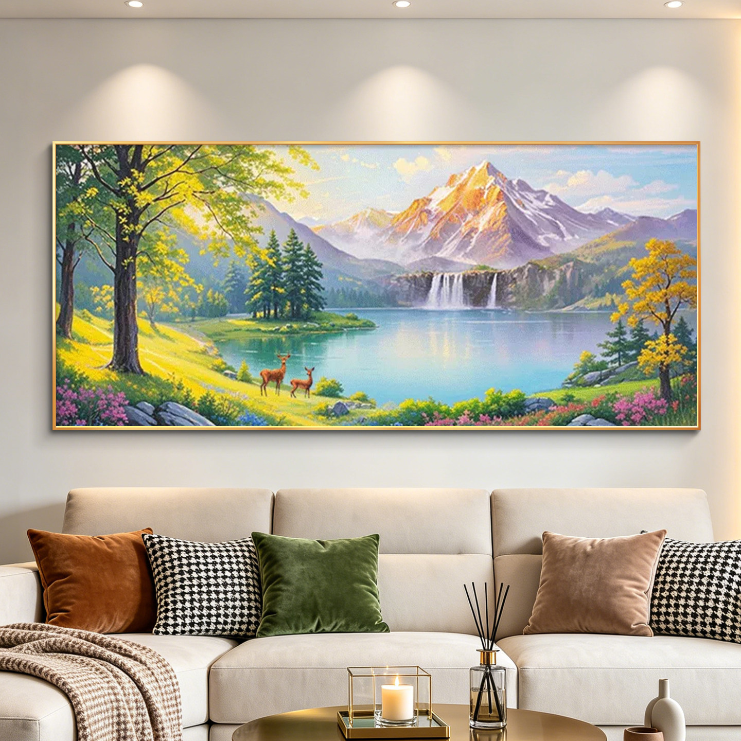 旭日东升东墙挂画客厅沙发背景墙装饰画2026新款山水画风景油画