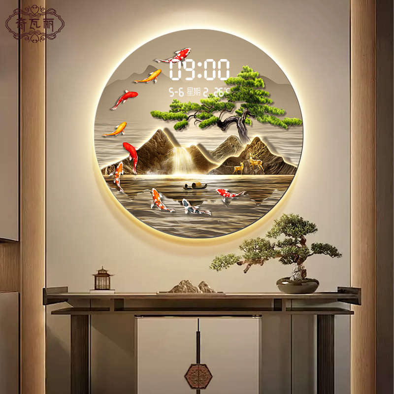 九鱼图玄关画入户正对门寓