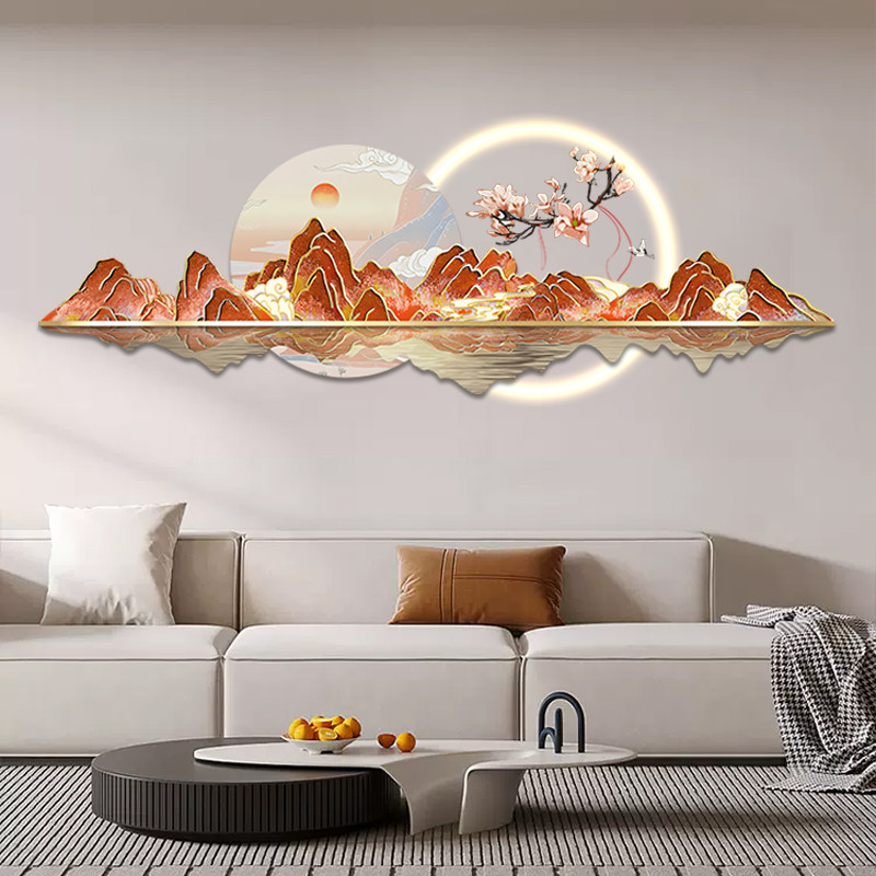 鸿运当头客厅挂画2026新款沙发背景墙装饰画轻奢高级感山水壁灯画,家居饰品,现代装饰画,淘宝优惠券,粉丝福利购,淘宝优惠卷
