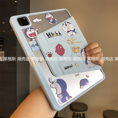 蓝胖子360度旋转亚克力适用iPadPro保护套2024新款11寸10.2笔槽9.7寸苹果10代987防弯Air654一体13寸12.9硬壳