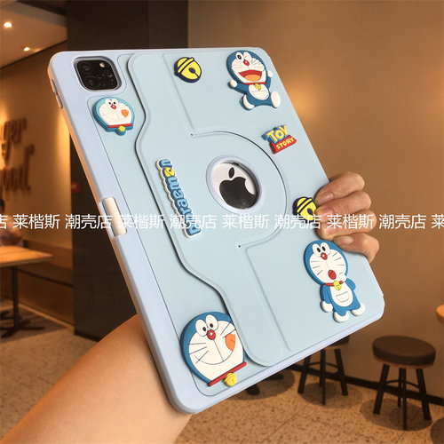 蓝胖子旋转亚克力适用iPadAir6保护套2024新款Pro11寸10.2笔槽10.9苹果10代ipad987软包边防弯air543卡通硬壳