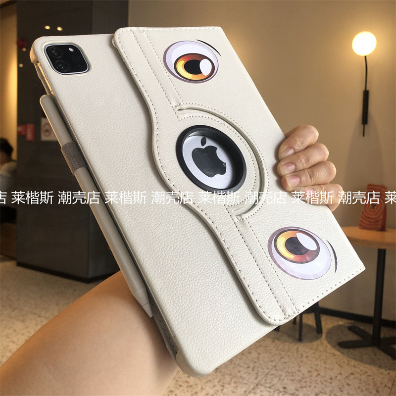 大眼睛贴纸360度旋转支架适用iPad第11代a16保护套ipda789代10.2寸9.7寸Pro11苹果Air45翻盖A2696皮套a1822壳