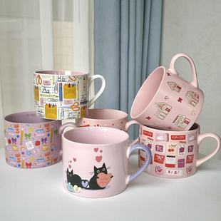 可爱猫咪陶瓷杯大容量早餐杯酸奶杯圣诞伴手礼节日礼物燕麦杯微瑕