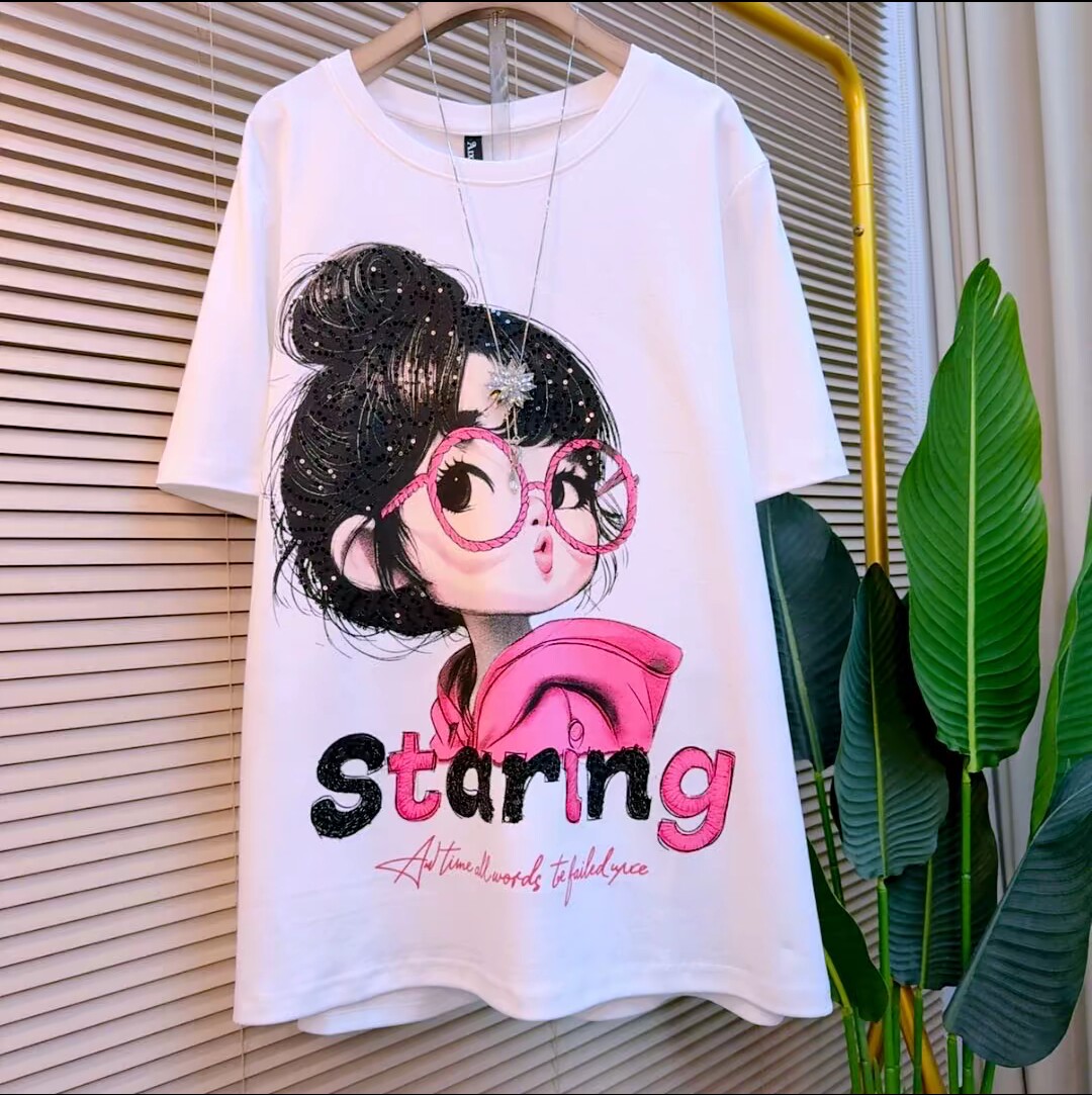 2026夏季新女装白色短袖T恤女中长款遮臀遮肉宽松百搭上衣t恤大衫