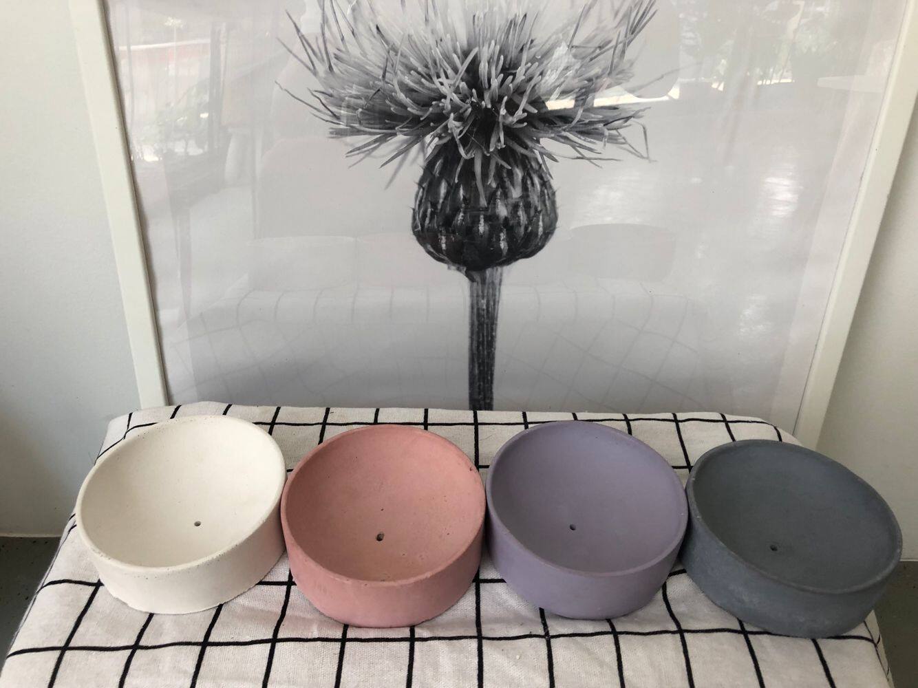 苔藓球日式盆栽茶盘摆件样板房 多彩水泥花盆 小清新日韩花盆包邮