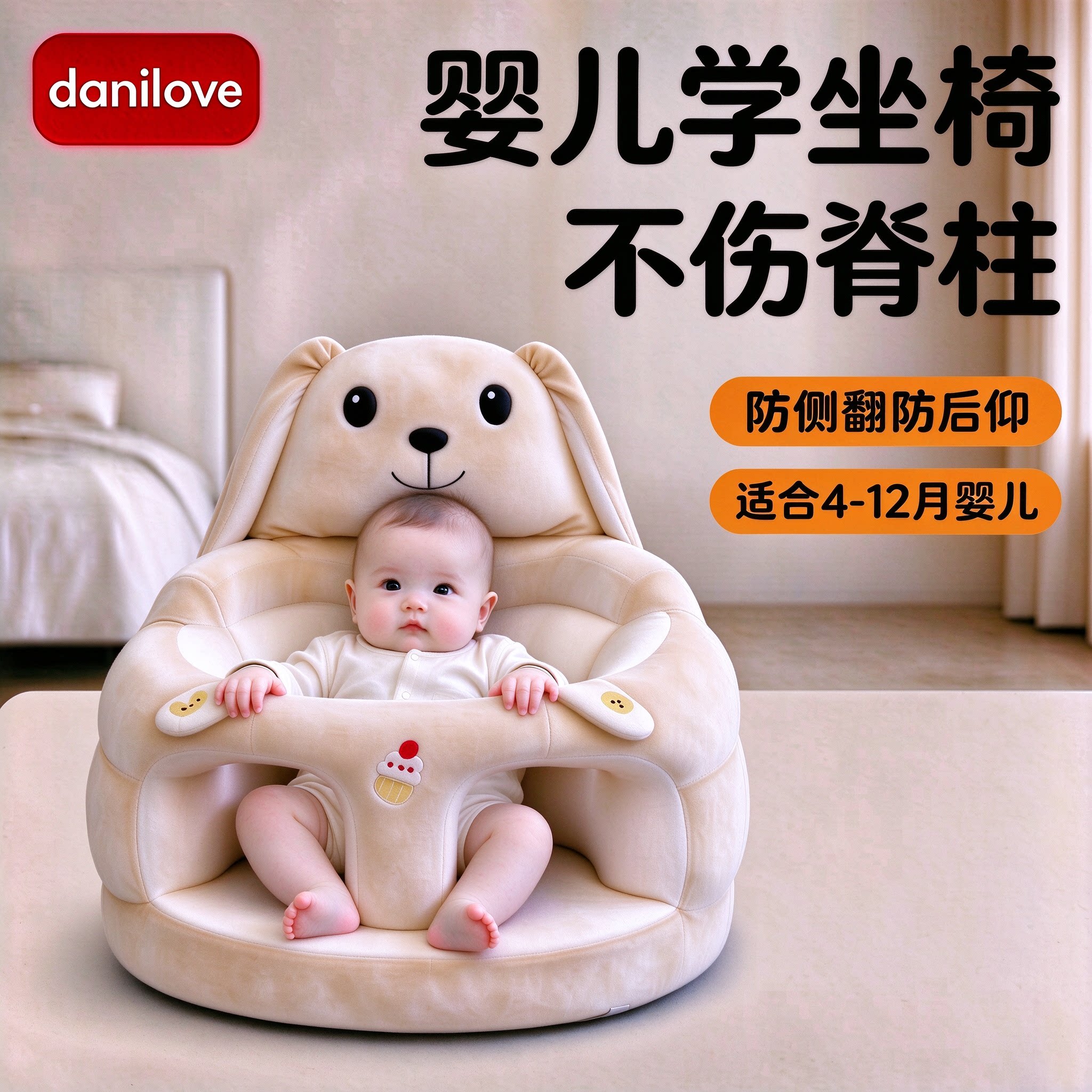 婴幼儿学坐神器宝宝练坐学坐椅小沙发学座椅坐姿卡通毛绒餐椅