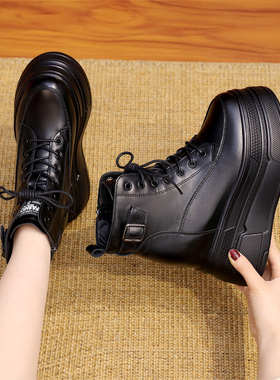 网红爆款韩版马丁靴女12厘米隐形内增高显瘦百搭秋冬款时尚短靴女