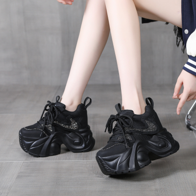 2025新款老爹鞋女网面透气厚底