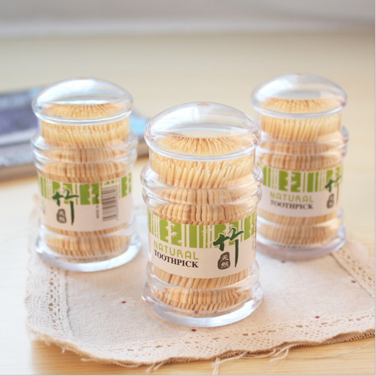 一元店百货带牙签盒 一次性双头牙签创意细牙签酒店家用宝塔牙签