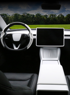 适用特斯拉新款model3/Y焕新版中控仪表台面板贴白色内饰配件装饰