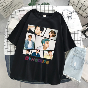 韩星少年团印花T恤宽松圆领短款 男女款 大码 2026新款 女士t恤 夏季