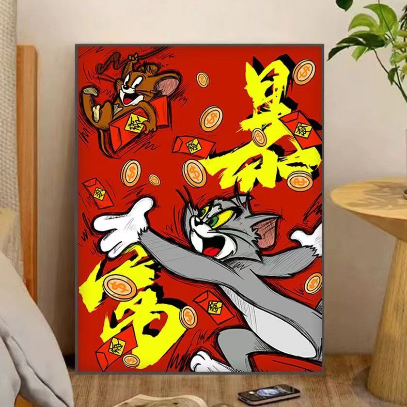 卡通动漫草莓熊壁画装饰画儿童室内画生日礼物画图片