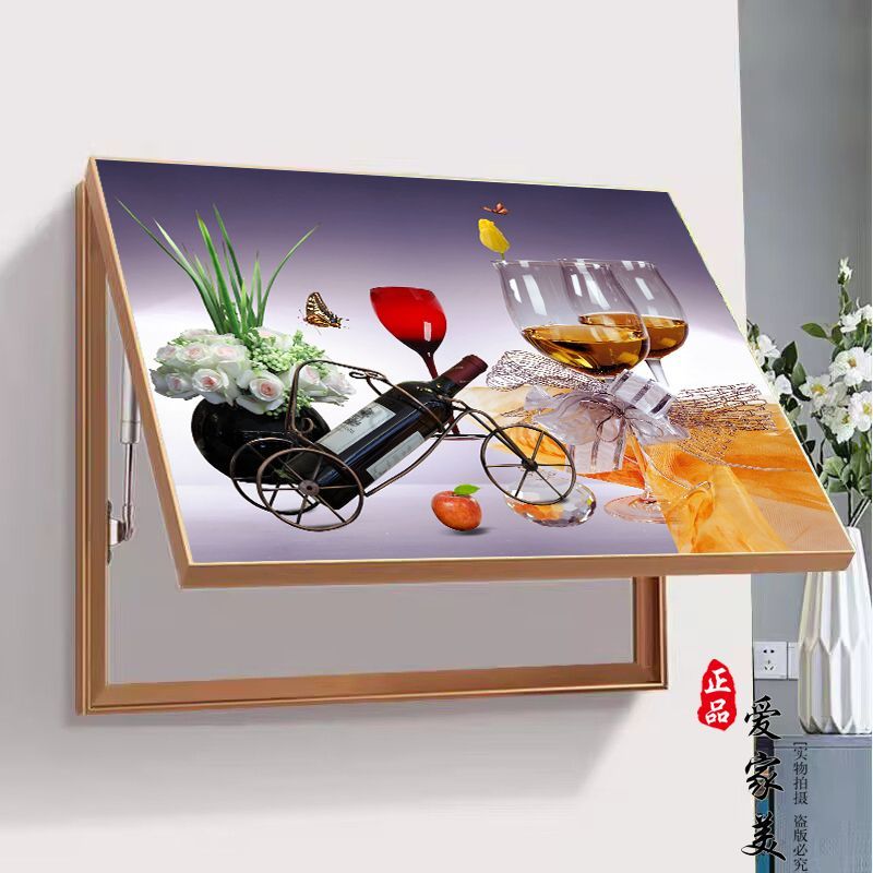 电表箱装饰画免打孔酒杯现代轻奢客厅电表盒电闸箱遮挡配电箱挂画图片