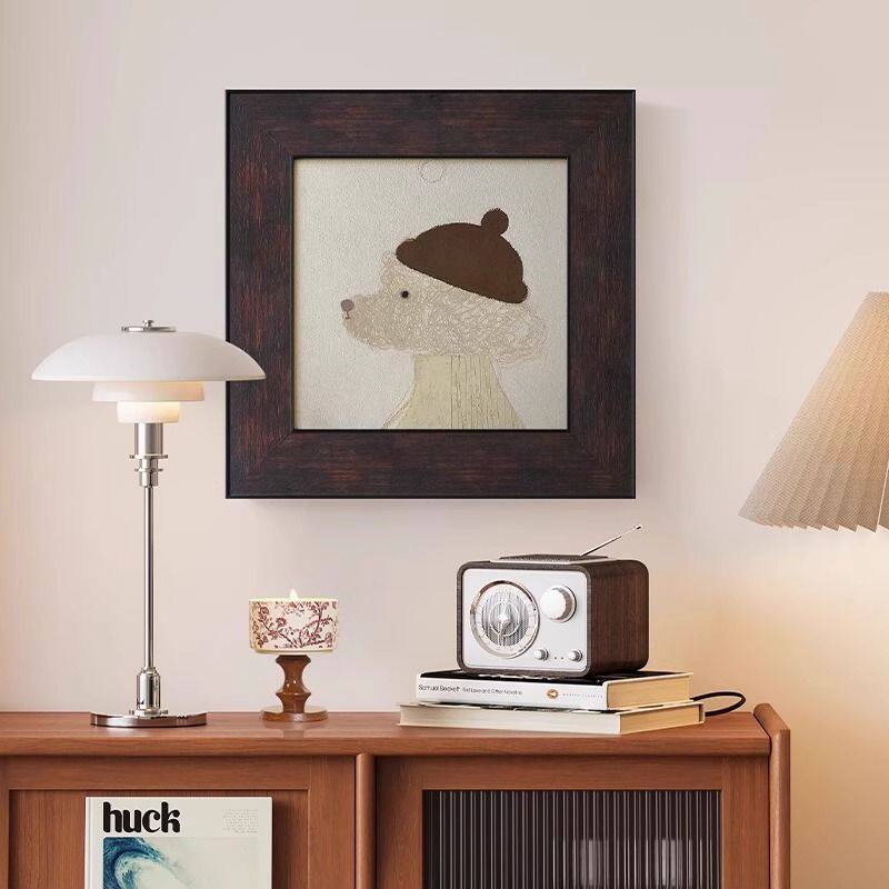 中古风客厅装饰画可爱卡通小狗治愈系卧室背景墙组合艺术高级壁画