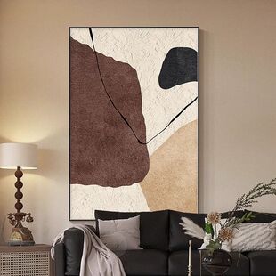 石来运转客厅装饰画简约高级感沙发背景墙上挂画侘寂风大幅落地画