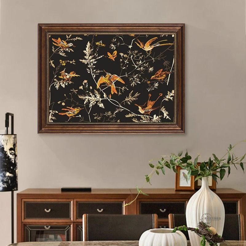美式复古风景人物客厅装饰画法式小众艺术餐厅挂画卧室床头墙壁画图片