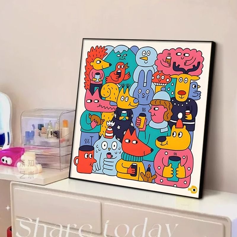 简约抽象客厅装饰画桌面摆画艺术动物沙发背景墙挂画卧室床头壁画图片