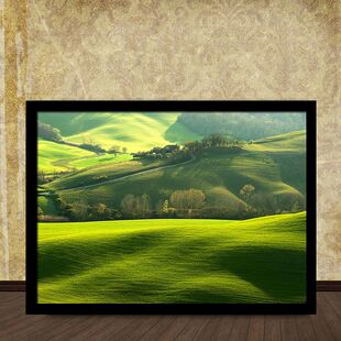 意大利托斯卡纳田园餐厅壁画多洛米蒂山脉小溪风景走廊装饰挂画