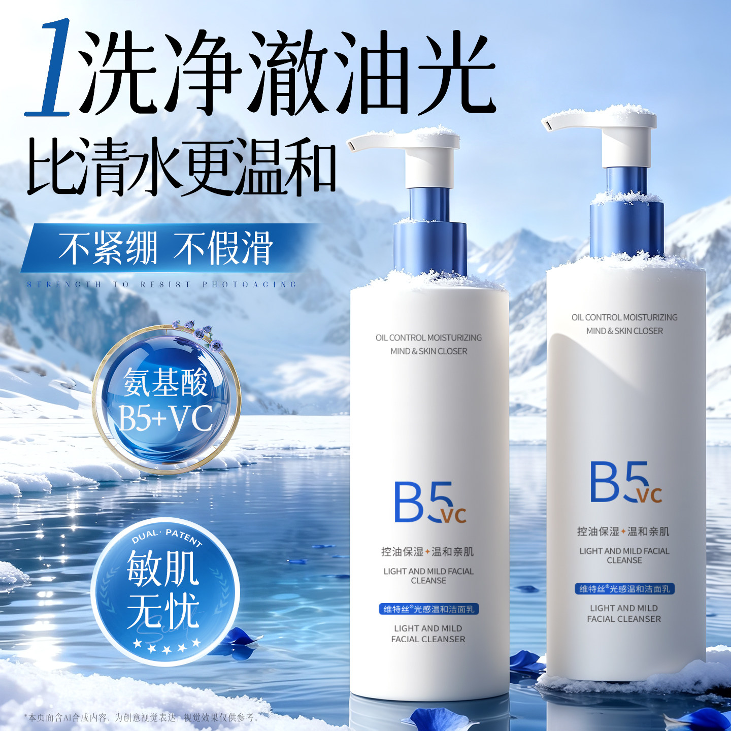 B5洗面奶氨基酸控油深层清洁收缩毛孔保湿修护男女士官方正品面乳