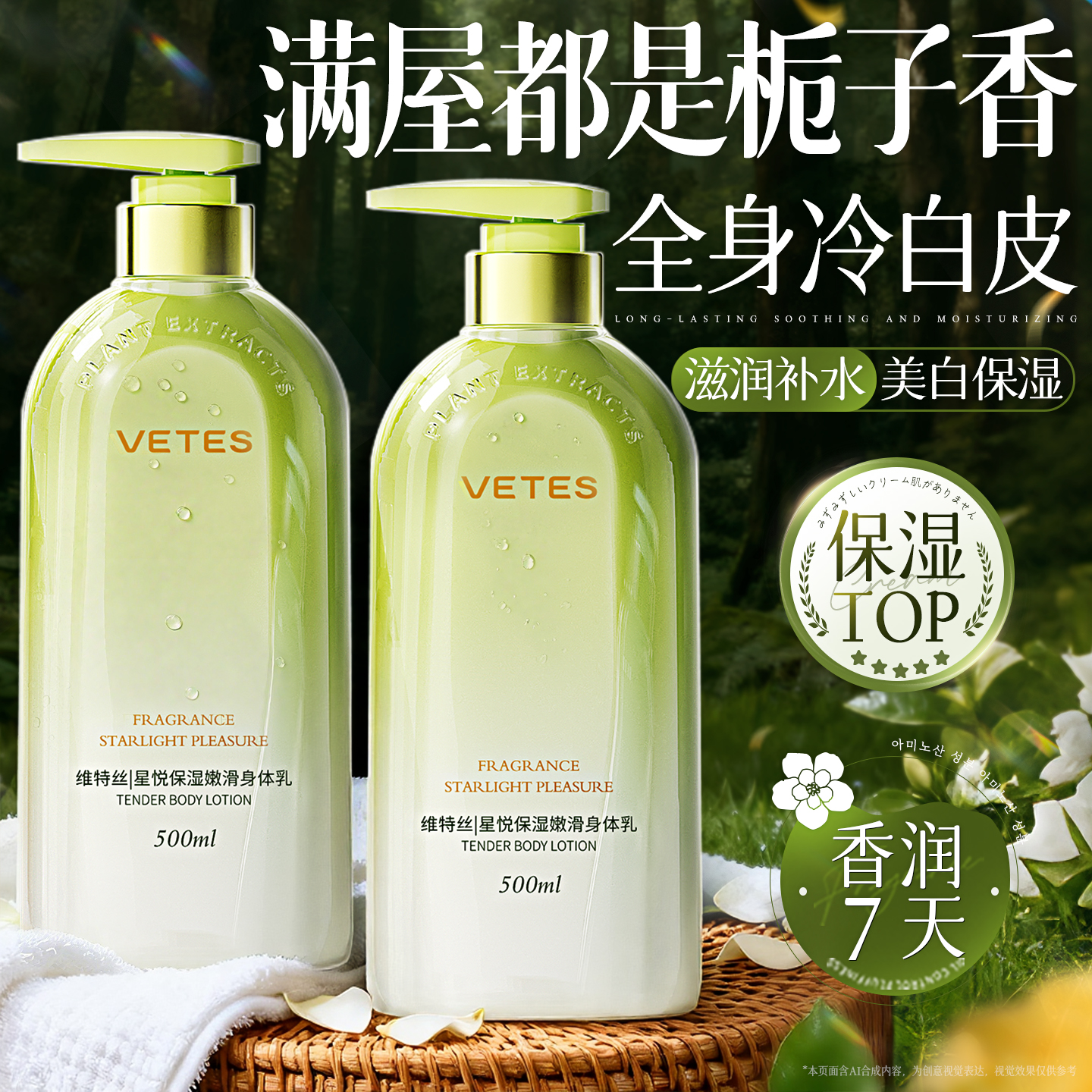 美白身体乳保湿滋润女皮肤干燥持久留香24小时香体果酸润肤乳正品