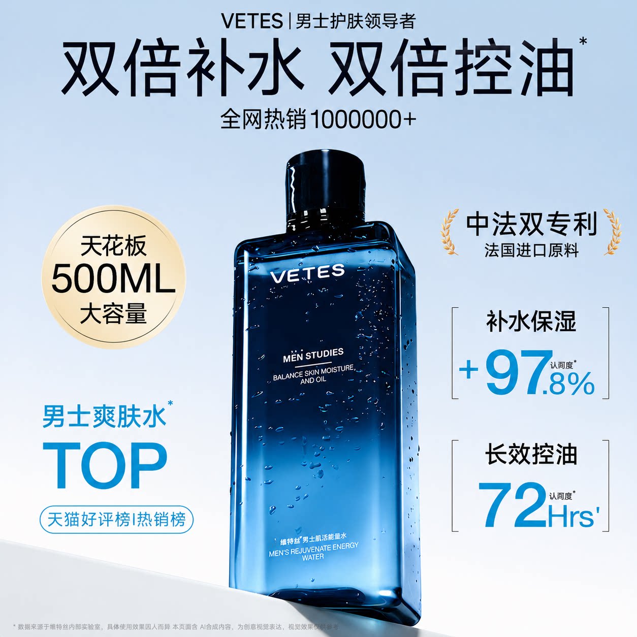 维特丝男士爽肤水补水保湿控油清爽护肤品精华润肤水乳须后正品