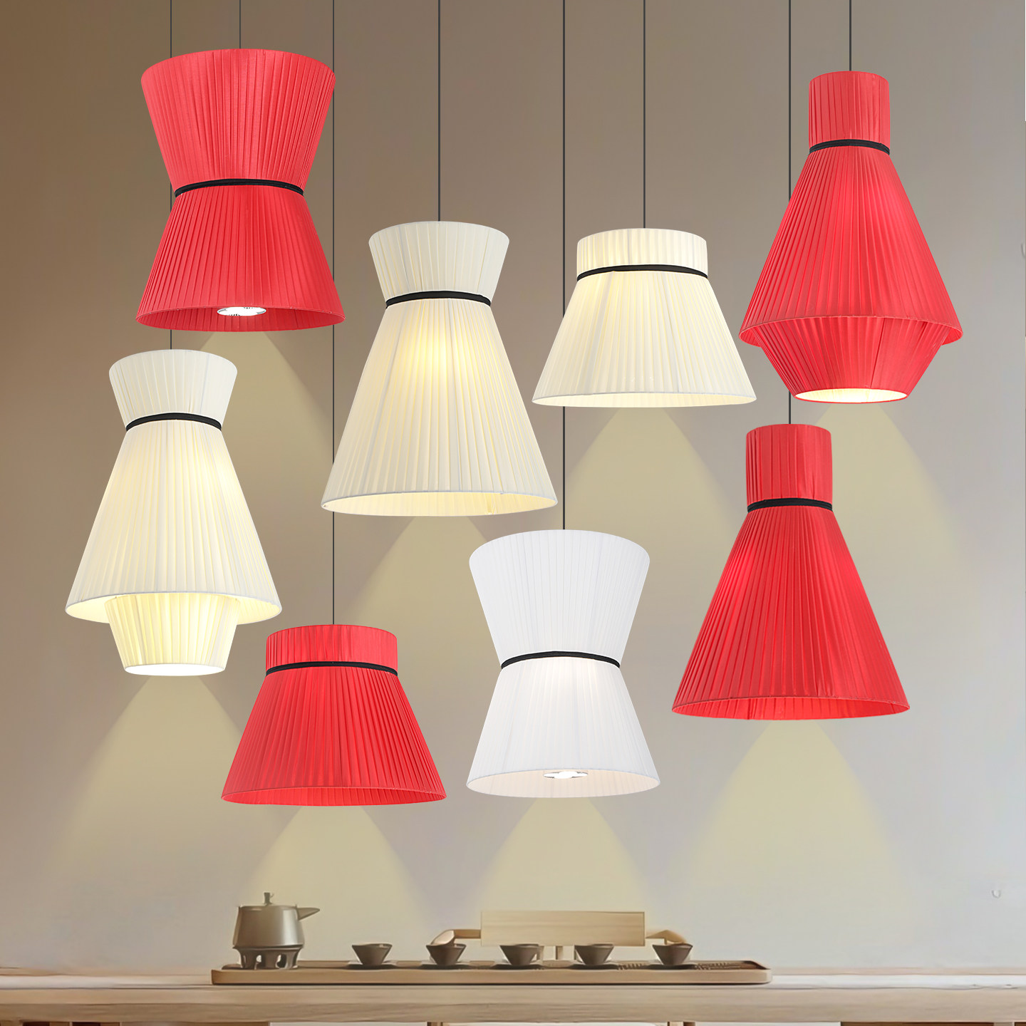 餐厅现代简约饭店餐桌卡座包厢吧台咖啡厅酒店日式侘寂风布艺吊灯,家装灯饰光源,酒店/宴会厅/餐饮吊灯,淘宝优惠券,粉丝福利购,淘宝优惠卷