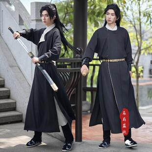 奴妲宫原创汉服男宋制圆领袍缺胯袍黑色男女生通用大码侠客风古装