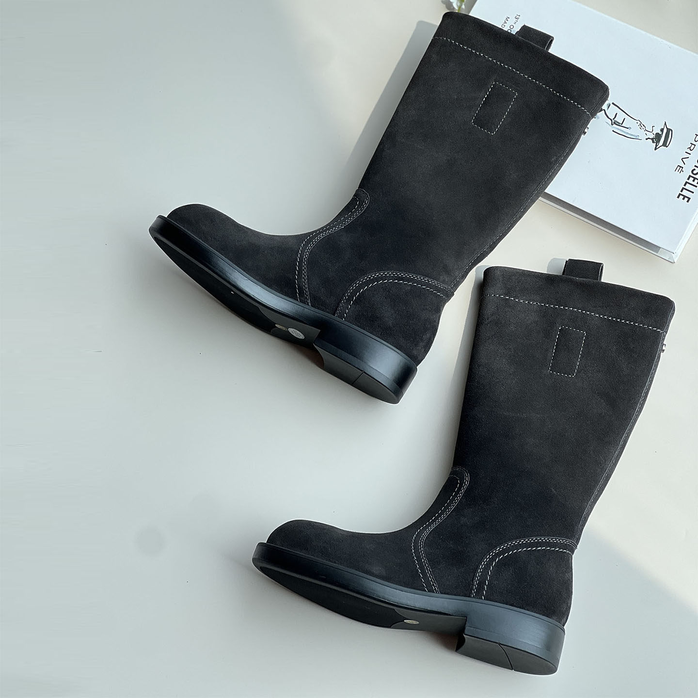 断码特价长筒靴女冬季新款复古英伦风圆头平底高靴磨砂皮高筒靴,女鞋,切尔西靴,淘宝优惠券,粉丝福利购,淘宝优惠卷