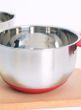 打蛋盆烘焙加深家用不锈钢硅胶底不绣纲盆平底洗菜盆18cm烘焙工具