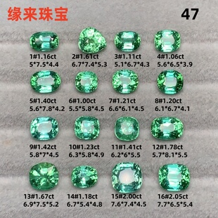 天然阿富汗薄荷绿碧玺裸石绿色宝石可镶嵌18K金戒指吊坠47