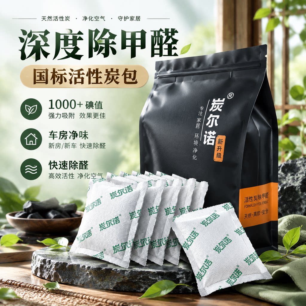 除甲醛椰壳活性炭新房装修急入住家具去异味物理吸附散装颗粒碳包