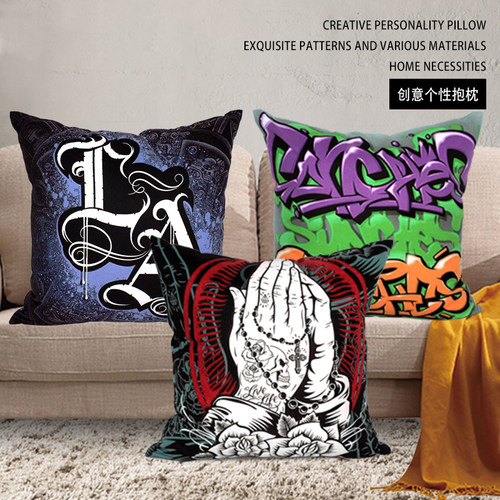 纹身店装饰沙发汽车抱枕靠枕靠垫
