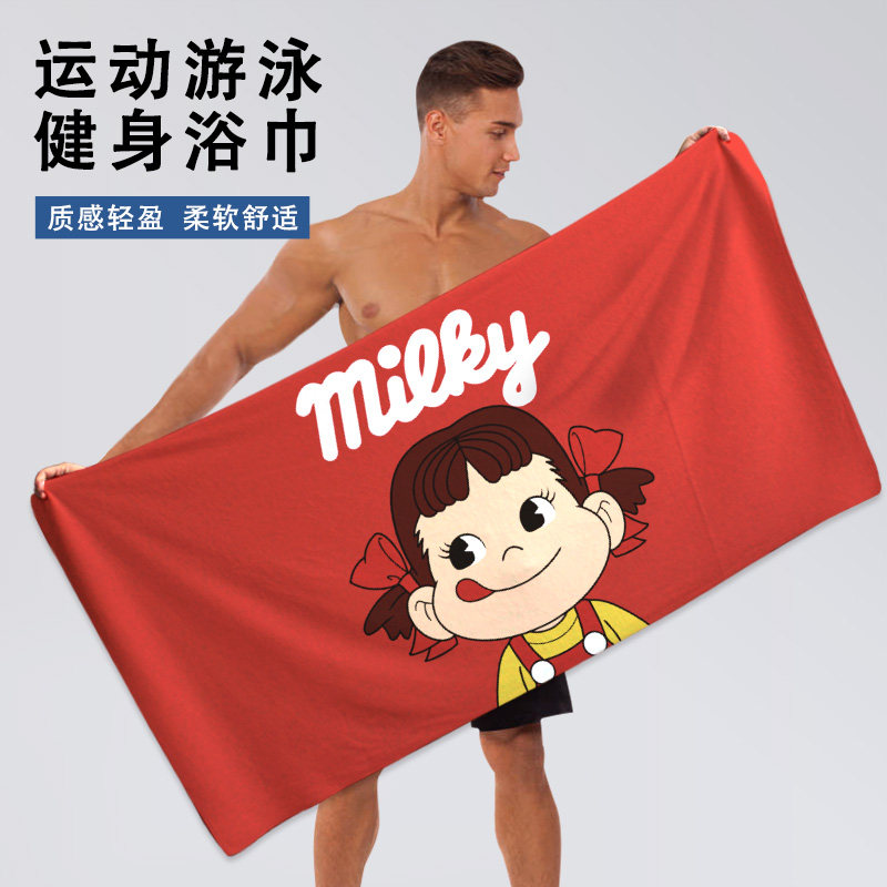 新款卡通可爱不二家情侣浴巾男女运动擦汗宿舍洗澡擦汗不掉毛毛巾