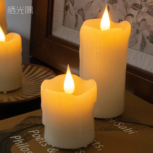 迷你仿蜡烛融化电子灯芯遥控电池烛光浪漫约会婚礼生日派对氛围灯