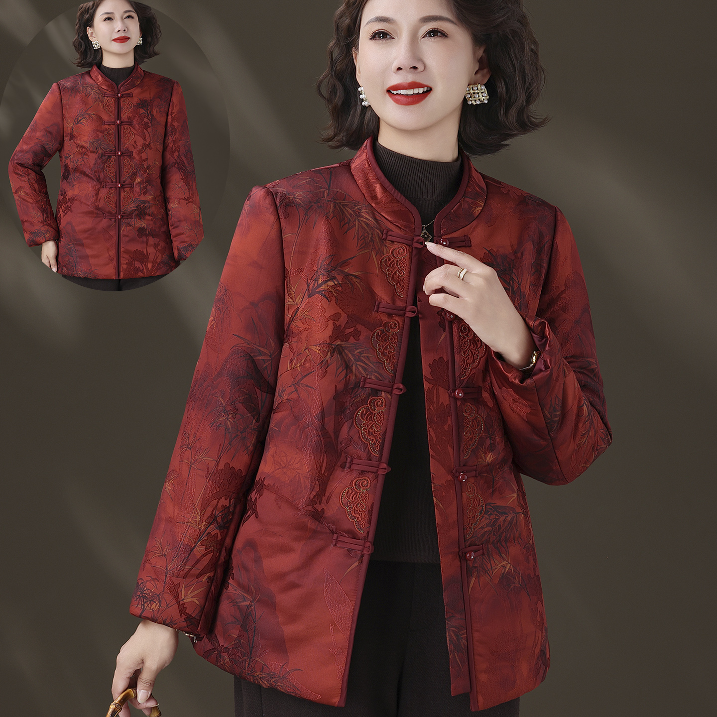 新中式妈妈冬装羽绒棉服外套