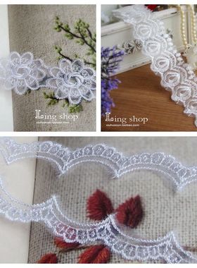 蕾丝花边辅料318419421白色欧根纱网纱刺绣服装手工双12冲钻配饰