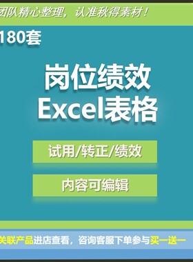 岗位绩效考核表excel表格公司管理层员工通用KPI转正职责考核模板