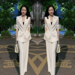 套装 显瘦收腰纯色西服上衣裤 2023年夏季 气质时尚 子 新款 欧洲站爆款